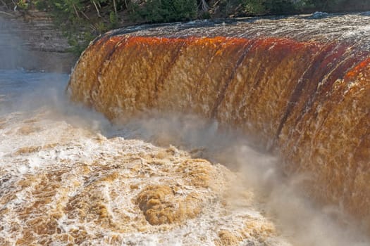 Dramatic Eddy Beneath Flooded Upper Tahquamenon Falls in Tahquamenon Falls State Park in Upper Michigan