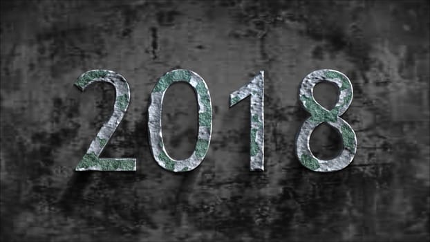 The 3d rednering of 2018 end of year. rock style Design of greeting card