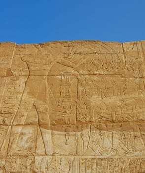 Egyptian relief on wall in Luxor temple, Egypt
