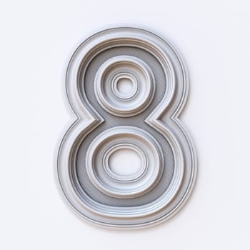 White picture frame font Number 8 EIGHT  3D rendering illustration isolated on white background