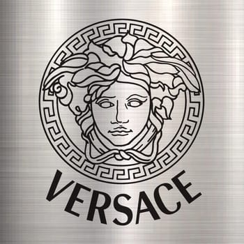 Versace Medusa logo fashion luxury brand clothes metallic illustration
