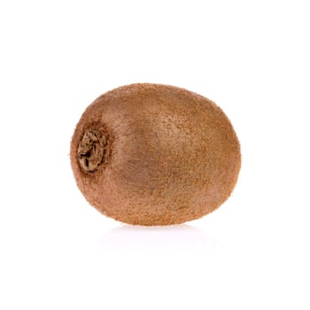 One whole fresh ripe Kiwi fruit isolated on white background
