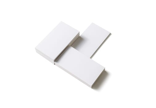 Blank business cards on white background. Isolated with clipping path.