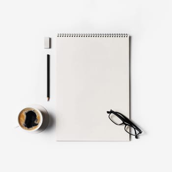 Blank stationery set. Flat lay.