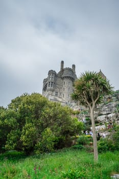 Marazion, England -  May 2018 : St Michaels Mount island fortress and gardens, Cornwall, UK
