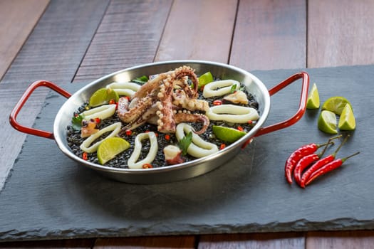 black rissoto with squid and ink sauce