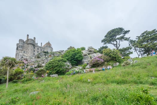 Marazion, England -  May 2018 : St Michaels Mount island fortress and gardens, Cornwall, UK