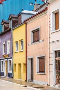 Cetinje, Montenegro - April 2018 : Colorful home facades in Cetinje, former capital town