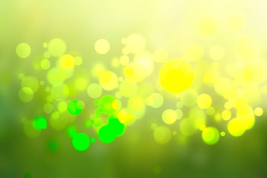Abstract colorful gradient green yellow bokeh lights background texture.