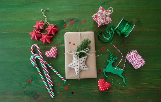 Traditional decorations and presents for a merry christmas