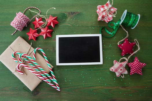 Traditional decorations and presents for a merry christmas