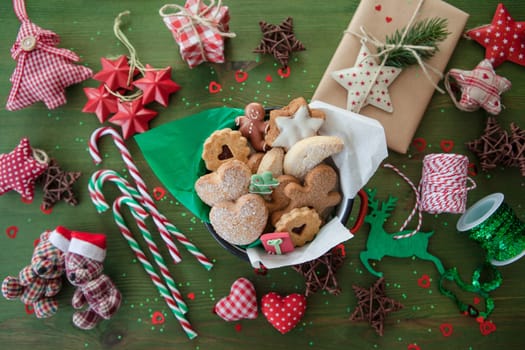Delicious cookies and cheerful decorations for a merry christmas