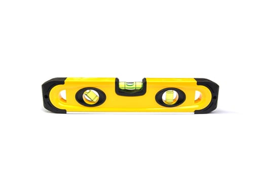Yellow building level, balance ruler, isolated on a white background.
