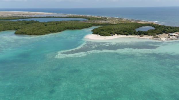 sea beach coast Bonaire island Caribbean sea aerial drone top view