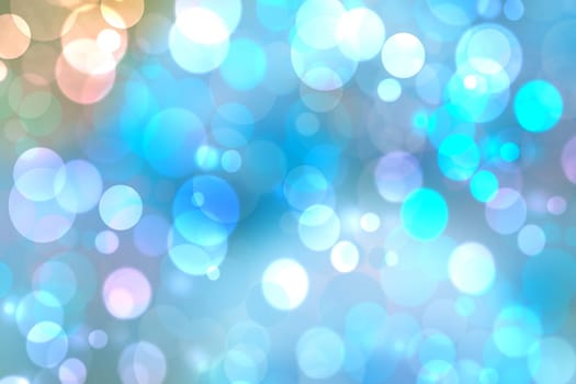Abstract blue lightening bokeh circles from unterwater bubbles. Beautiful blue texture.