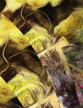 Colorful Abstract Painting. Yellow and brown tints