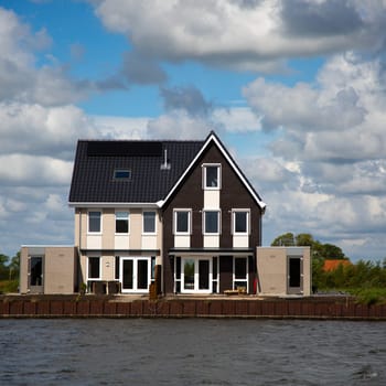 Housing development on the waterfont in Sneek, Friesland, the Netherlands.