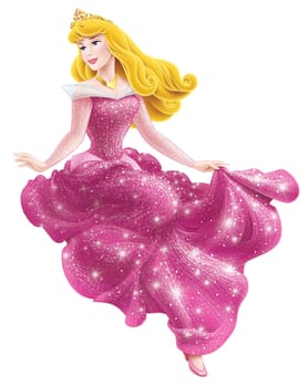 princess Aurora blonde illustration pink bright dress fairytale
