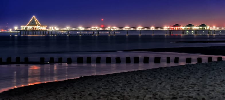 Baltic Sea pier Heringsdorf on Usedom at night