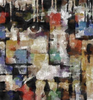 Modern art. Stains of paint. Abstract Face