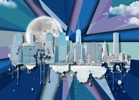 New York Skyline. Manhattan Modern Art Background