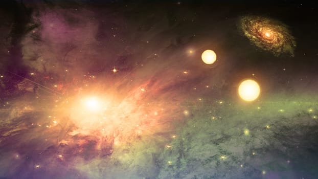 Deep Vivid Space. Bright suns