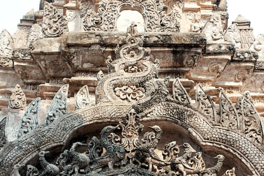 Wat Phra That Lampang Luang Thailand fortified temple close up detail