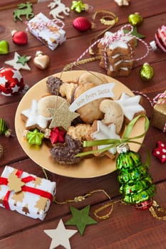Delicious cookies and cheerful decorations for a merry christmas