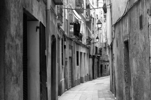 Passage in black and white in Barcelona, Spain.