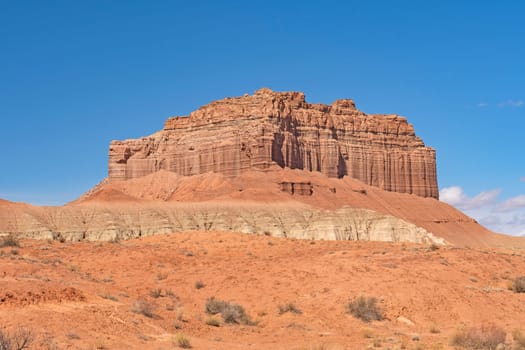 Isolated Butte in a Remote Desert in Goblin Valley State Park in Utah