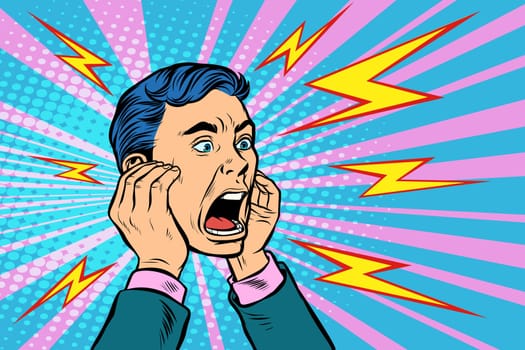 head of a man screaming. Pop art retro vector illustration kitsch vintage