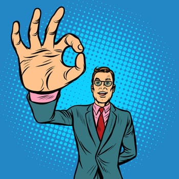 man OK gesture. Pop art retro vector illustration vintage kitsch