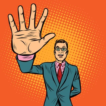 man high-five gesture. Pop art retro vector illustration vintage kitsch