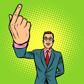 man index finger up. Pop art retro vector illustration vintage kitsch