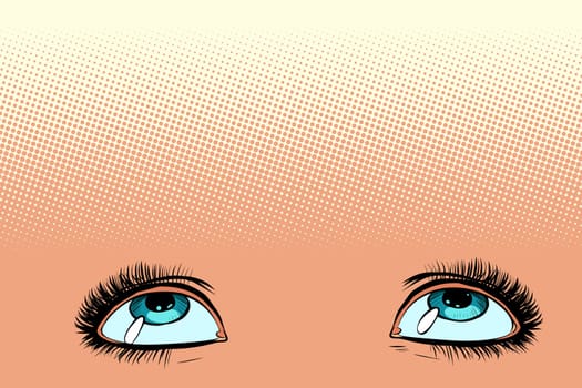women eyes look up. Pop art retro vector illustration vintage kitsch