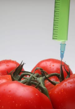 Injection into fresh red tomato