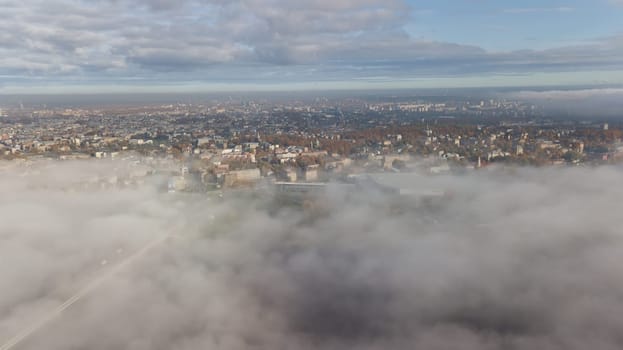 Riga Latvia Daugava river Zakusala island smoke cloud island Aerial drone top view