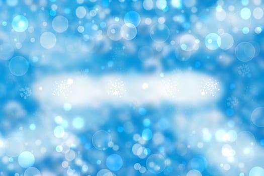Abstract white lightening bokeh circles from unterwater bubbles. Beautiful blue illustration.