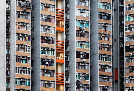 Old apartments in Hong Kong at day