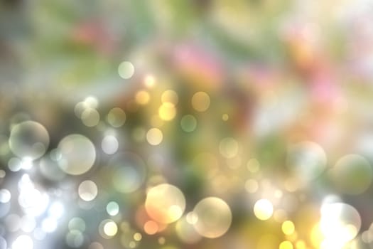 A festive abstract Happy New Year or Christmas background and with color blurred bokeh lights. Space for design. Card concept.