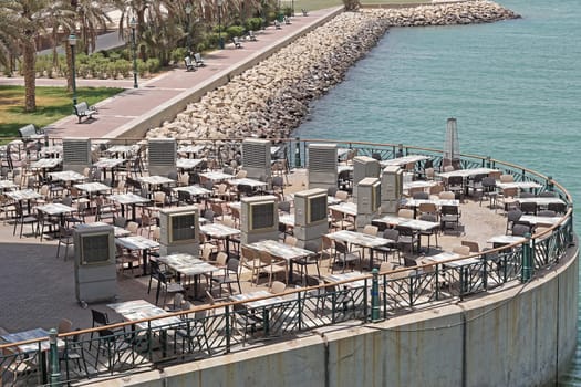 Outdoor air coolers at caffee terrace patio in Kuwait