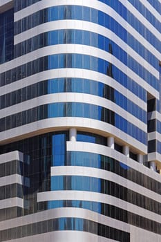 Modern glass skyscraper corner in Kuwait