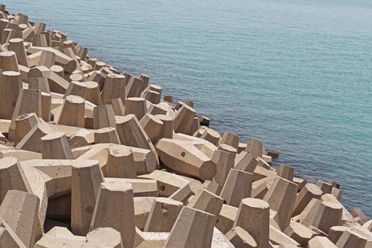 Dolos tetrapods coast defence sea in Kuwait