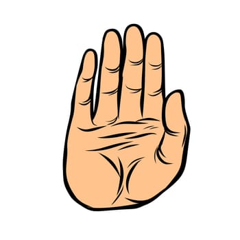 palm, stop gesture. Pop art retro vector illustration vintage kitsch