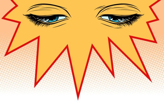 women eyes look down. Pop art retro vector illustration vintage kitsch