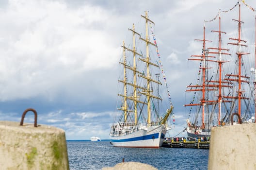 TALLINN, ESTONIA - SEPTEMBER 23, 2018. The Russian barque "MIR""   in Tallinn port."