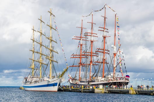 TALLINN, ESTONIA - SEPTEMBER 23, 2018. The Russian barque "Sedov""  in Tallinn port."
