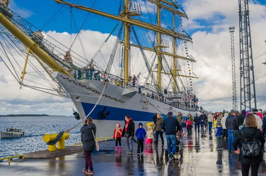 TALLINN, ESTONIA - SEPTEMBER 23, 2018. The Russian barque "MIR""  in Tallinn port."