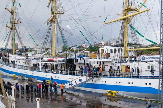TALLINN, ESTONIA - SEPTEMBER 23, 2018. The Russian barque "MIR""  in Tallinn port."