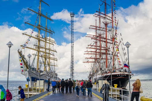 TALLINN, ESTONIA - SEPTEMBER 23, 2018. The Russian barque "Sedov""  in Tallinn port."